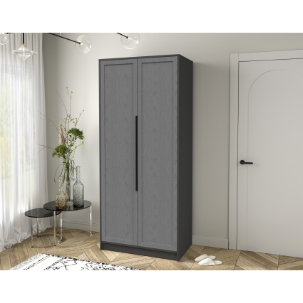 Шкаф распашной Тренд КТ-Ш2 (Антрацит ЛДСП/ Дуб серый ЛМДФ) Ш918 В2128 Г547